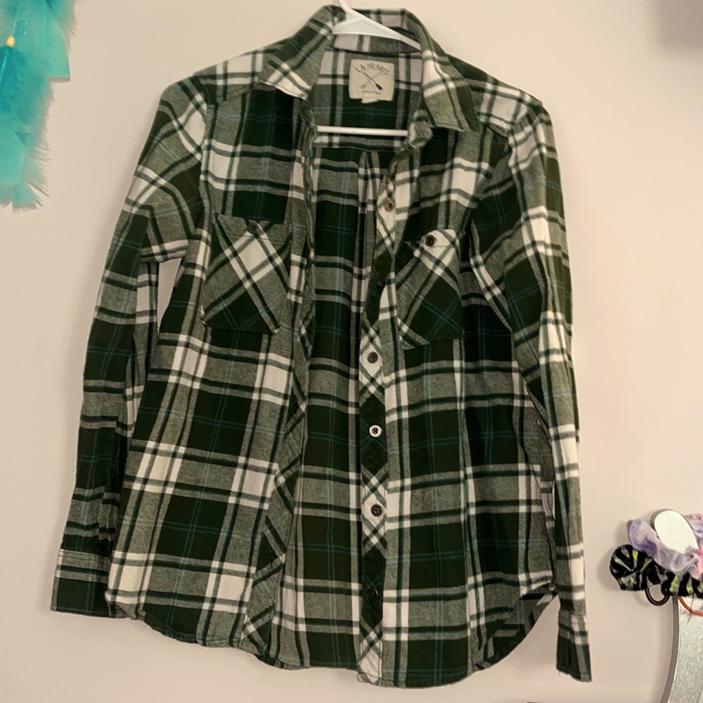 LA Hearts Dark Green Flannel
